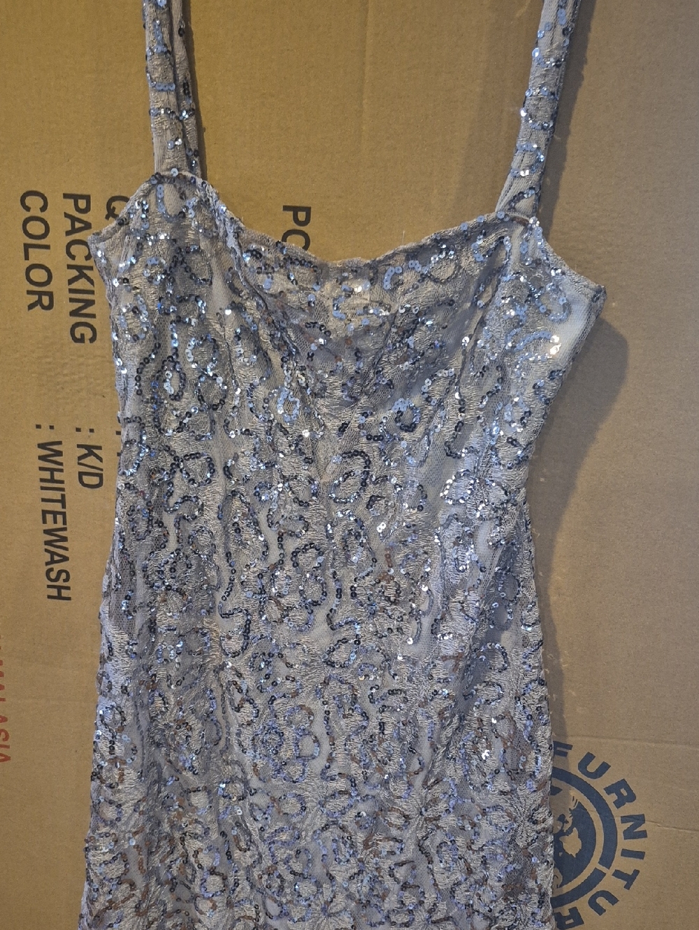 Frederick's of Hollywood Silver Sequin Trim Camisole